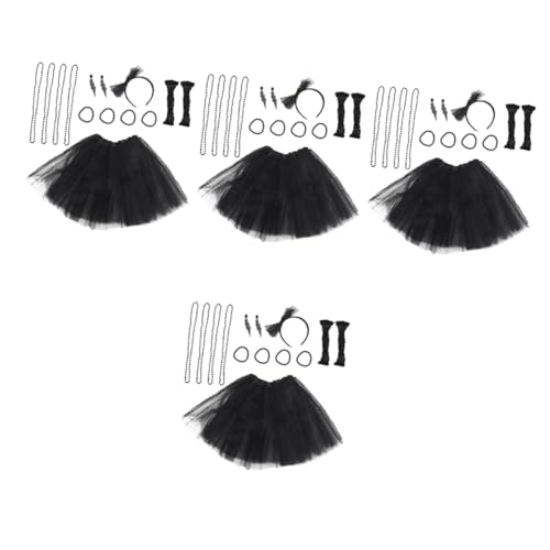 BESTYASH 4 Sätze Tutu-rock Aus Den 80ern Retro-kleider Für Frauen Party-ohrringe 80er Accessoires 80er Retro-partyzubehör Outfit-accessoires Der 80er Jahre Party-halskette Plastik von BESTYASH