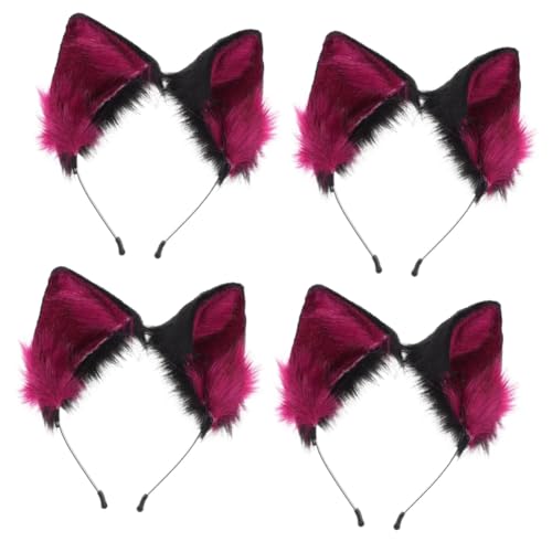 BESTYASH 4 Stück Fuchsohren Stirnband halloween haarspangen haarspange halloween Kopfbedeckung für Party Plüsch-Tier-Stirnband Halloweenkostüm Schmücken Haarband mit pelzigen Fuchsohren von BESTYASH