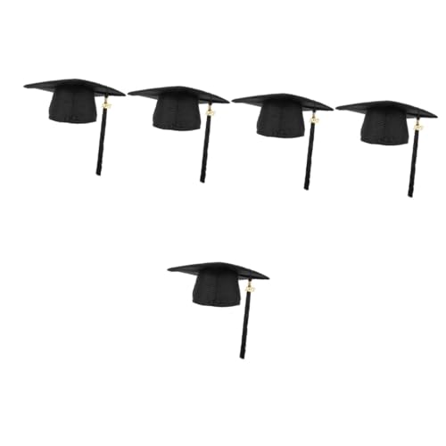 BESTYASH 5St Abschlusskappe 2023 Hüte für Frauen Plüsch Kinderhüte Schule Graduierung Kleid Mütze Quaste würfelunterlage photostickomni graduation Abschlusskappen Grad Hüte Polyester Black von BESTYASH