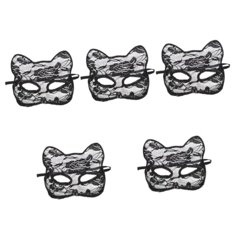 BESTYASH 5St Spitze Katze Gesichtsmaske halloween masken halloweenmaske lace mask tiermasken Cosplay Halb- Halloween-Kleidung Ball Masken dekorative Masken Maskerade Masken Plastik von BESTYASH