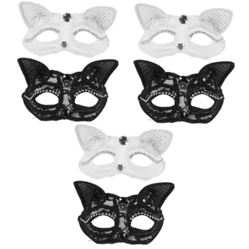 BESTYASH 6 Stück Fuchs Spitzenmaske Fuchsmaske Für Party Halbe Gesichtsmaske Karnevalsmaske Requisite Japanischer Stil Tiermaske Tiermaske Zarte Partymaske Dekorative Füchse von BESTYASH