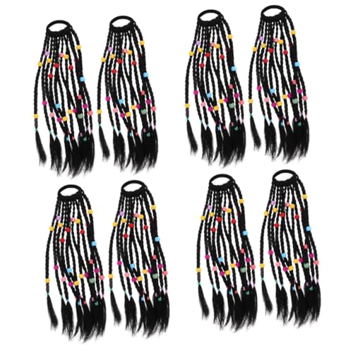 BESTYASH 8 STK Dreadlocks Handgeflochtenes Haar Abnehmbare Synthetische Haarteile Bunte Haarverlängerungen Für Kinder Geflochtene Perücke Kinder-Pferdeschwanz Mit Perlen Hochtemperaturdraht von BESTYASH