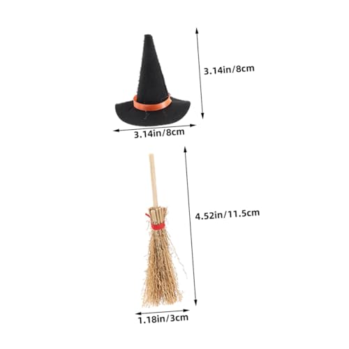 BESTYASH 8 Stück Teiliges Halloween mit Großen Schwarzen Filz Hexenhüten und Roten Mini Hexenbesen Handgefertigt für Puppenhaus Basteln und Partydeko BESTYASH 8 Stück Teiliges Halloween mit Großen Schwarzen Filz Hexenhüten und Roten Mini Hexenbesen Handgefertigt für Puppenhaus Basteln und Partydeko von BESTYASH
