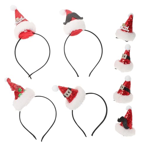 BESTYASH 8 Stück Weihnachtsmann Mütze Stirnband Weihnachtsmütze Haarspange Kopfbedeckung Mini Hut Glocke Kopfschmuck Kopfband Urlaub Kinder Kinder Frauen Kostüme Zubehör Party Indoor Dekoration von BESTYASH