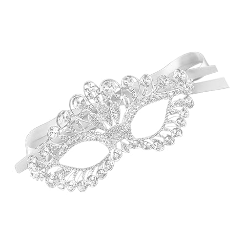 BESTYASH Aufblasbares Kostüm Strass-augenmasken Rote Maskerademaske Partymaske Maskenkostüm Maskerade-augenmasken Strass-tops Für Frauen Halbe Party Silver Strasssteine von BESTYASH