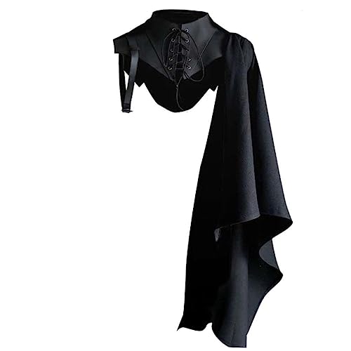 BESTYASH Cosplay-Accessoire für Halloween Cosplay Umhang Kostüm Rittermantel Gothic Umhang Halloweenkostüm faschingskostüme karnevalskostüme EIN-Schulter-Umhang für Männer Vintage-Mantel von BESTYASH