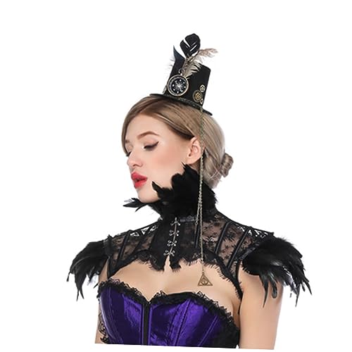 BESTYASH Cosplay-kostüm Aus Spitze Gothic Umhang Gothic Halsband Schwarzer Umhang Cape-schal Kap Viktorianischer Schal Kostüme Cosplay-umhang Schwarzes Kostüm Umhang Für Frau Zubehör Feder von BESTYASH