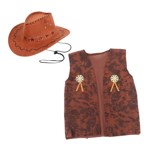 BESTYASH Cowboy Kostüm für Herren Teilig Western Cowboyhut und Oberteil Braun Xl Fasching Karneval Halloween Party Zubehör BESTYASH Cowboy Kostüm für Herren Teilig Western Cowboyhut und Oberteil Braun Xl Fasching Karneval Halloween Party Zubehör von BESTYASH