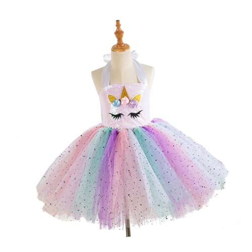 BESTYASH Einzigartiges Einhorn Pailletten Tutu Kleid Für ädchen Festliches Party Kostü Cosplay Kleidung Für Geburtstagsfeiern Bälle Und Besondere Anlässe Größe 4 5 Jahre Inkl von BESTYASH