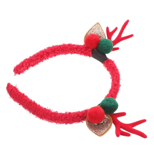 BESTYASH Elchfarbenes Fellknäuel-plüsch-stirnband Weihnachtsstirnbänder Weihnachtskopfschmuck Hirschgeweihe Weihnachtsaccessoires Für Frauen Weihnachtsstirnband Für Erwachsene Rot von BESTYASH