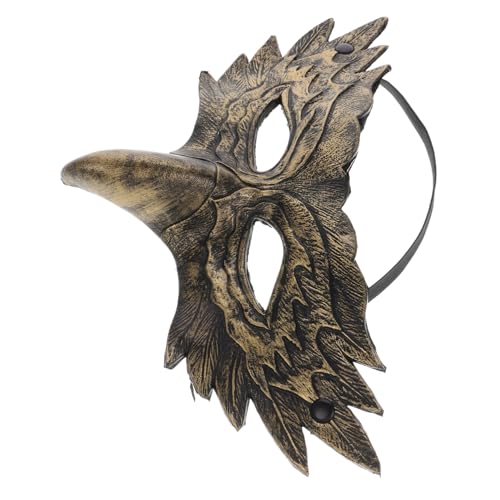 BESTYASH Halloween-Tiermasken Adler-Vogel- Krähenmaske Adlerschädelmaske gruselige Adler-Halbmaske lebendige Adler-Cosplay- für Party Tiere PU- Golden von BESTYASH