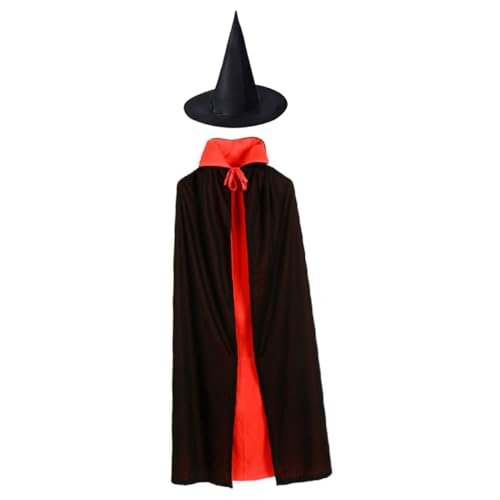 BESTYASH Halloween Umhang Kostüm Für Erwachsene Unisex Langer Kapuzenumhang Schwarz Und Rot Ideales Cosplay Zubehör Für Halloween Und Mottopartys 2 Stück von BESTYASH