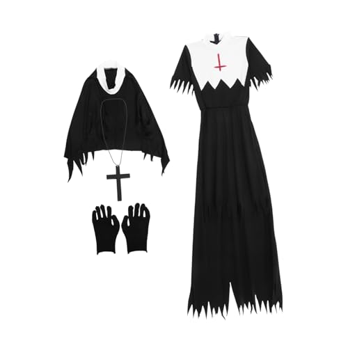 BESTYASH Halloween Zombie Nonne Kostüm Für Damen Gruseliges Cosplay Outfit Xl Für Halloween Partys Und Dekorationen Halloween Kostümset Für Kreative Verkleidungen von BESTYASH