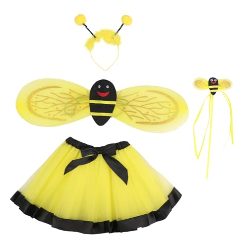 BESTYASH Kinderkostü Set Für Partys Exquisites Performance Outfit Mit Tüllrock Und Bienenflügeln 4 Teiliges Set Für Cosplay Und Festlichkeiten Ideale Kostüme Für von BESTYASH