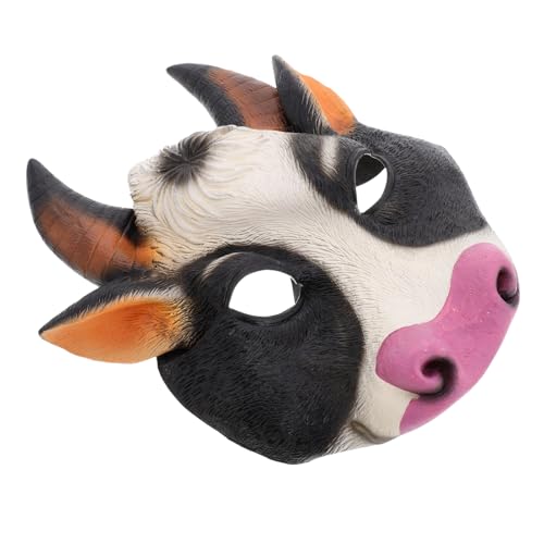 BESTYASH Kuhmaske Kopfmaskenkostüm Tierkostüm Tierische Kuh Make-up-kostüm Stirnband Kuh Schönheitsmaske Halloween-fotos Schminkkuh Tiermaske Tanzmaske Halloween-kuh Weichkopfmaske Emulsion von BESTYASH