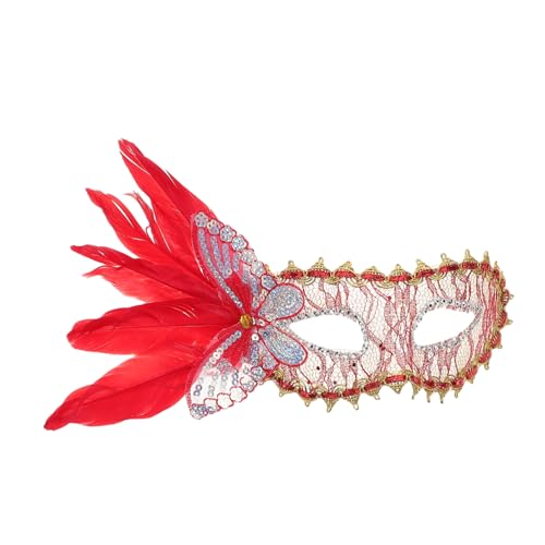 BESTYASH Lace Eye Maske Gefiederte Maskerademaske Venezianische Halbgesichtsmaske Für Frauen Erwachsene Maskerade Party Halloween Karnevalskostümparty von BESTYASH