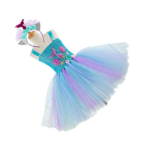 BESTYASH Mädchen Tutu Rock Im Meerjungfrauen Stil Glitzer Cosplay Kostüm Für Partys Und Geburtstagsfeiern Größe 8 9 Jahre Inkl Passendem Haaraccessoire Ideal Für Kreative von BESTYASH