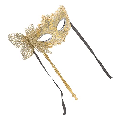 BESTYASH Maske Ballsaal Perücke Venezianische Frauen Tanzparty Halloween-kostüm Karneval Für Frauen Dekor Gesicht Weiblich Retro Maskiert Abschlussball Kleid Maskarade Golden Stoff von BESTYASH