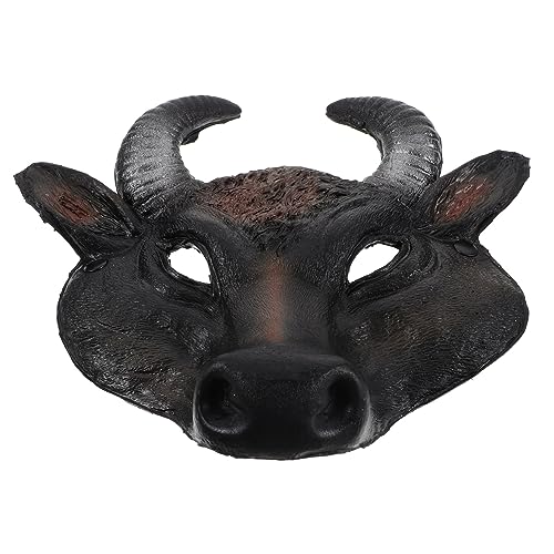 BESTYASH Maske Halbes Gesicht Gruselige Kopfmaske Kostüm Wildtier-kopfmaske Tiermasken Schnauze Maskerade Halloween-tierkopfbedeckung Ochsenmaske Halloween-tiermaske Gefälscht Stier Kuh Pu von BESTYASH