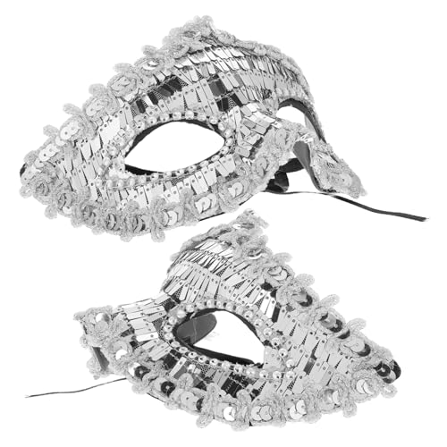 BESTYASH Maskerade Maske Mit Glitzer Und Strass Halbmaske Für Erwachsene Und Perfekte Dekoration Für Karneval Fasching Halloween Und Kostümpartys Silberne Sequin Maske von BESTYASH