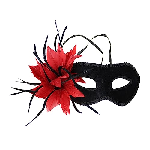 BESTYASH Maskerade Maske halloween mitgebsel halloween oblaten tischläufer weihnachten Halloween-Masken Maskerade-Outfit Maskerade-Spitzenmaske Kostüm Spitze Maske Simulation Feder rot von BESTYASH