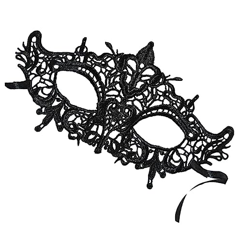 BESTYASH Schwarze Spitzenmaskerade Maske Für Halloween Und Karneval Augenmuschel Für Tanz Und Partys Stilvolle Und Elegante Augenmaske Mit Schwertkopf Design von BESTYASH