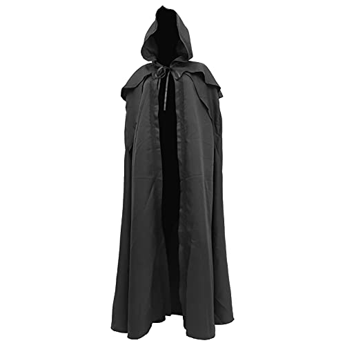 BESTYASH Schwarzer Kapuzenmantel Langer Halloween Cloak Cosplay Robe Für Männer Und Frauen Ideales Kostüm Für Karneval Fasching Und Halloween Events von BESTYASH