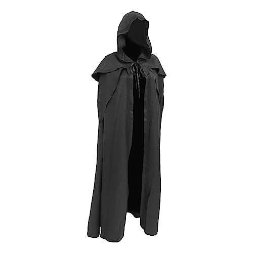 BESTYASH Schwarzer Vintage Kapuzenumhang Für Halloween Kostü Robe Cloak Für Halloween Party Und Cosplay Size Retro Gothic Look von BESTYASH