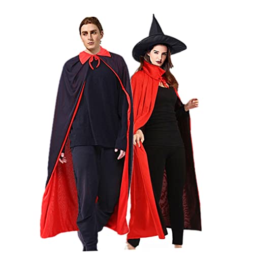 BESTYASH Teiliges Halloween Cape Kostüm Für Erwachsene Und Schwarz Rot Vampir Umhang Mit Stehkragen Für Halloween Cosplay Und Partys Inklusive Schwarzer Hexenhut von BESTYASH