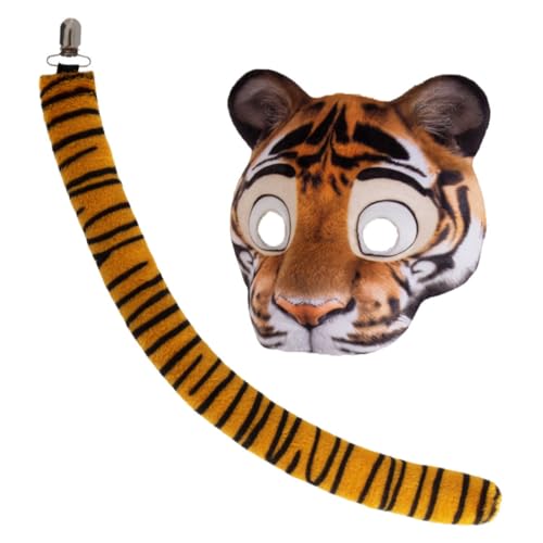 BESTYASH Tiger Kostüm Set Teilig mit Realistischer Tiermaske und Elastischem Band für Sicheren Sitz Atmungsaktives EVA Material Bequemes Halloween Cosplay Zubehör für Karneval und Partys BESTYASH Tiger Kostüm Set Teilig mit Realistischer Tiermaske und Elastischem Band für Sicheren Sitz Atmungsaktives EVA Material Bequemes Halloween Cosplay Zubehör für Karneval und Partys von BESTYASH