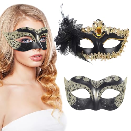 BESTYASH Vintage Maskerade Masken Venezianische Karnevalsmaske Für Damen Und Herren Kostümzubehör Für Partys Und Bälle Mit Goldenen Pailletten Und Farbenfrohem Design von BESTYASH