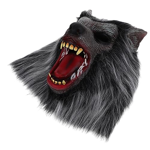 BESTYASH Wolf-Kapuzenmaske Gruselmasken für Erwachsene Requisiten für Wolfskostüme blutig halloween costume halloween kleidung gesichtsmaske halloween deko Maskerademaske Tier-Cosplay-Maske von BESTYASH