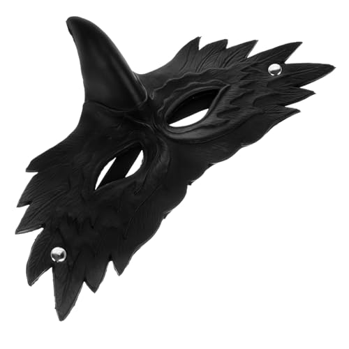 BESTYASH Wolfsmaske Karnevalsmaske Adler-Tiermaske Maskerade- Halbgesichts-Fuchsmaske Adler-Halbmaske Halloween-Gesichtsmaske Tiere Maskerade Tiermaske Party- PU- Black von BESTYASH