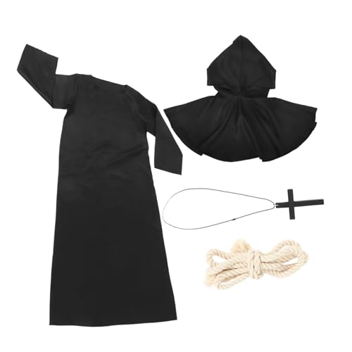 BESTYASH mittelalterliches mönchsgewand mittelalterliches Gewand Halloween mittelalterliches Mönchskostüm Mittelalter Kleidung Wizard Costume Kostümparty Zaubereruniform Zaubererrobe Black von BESTYASH