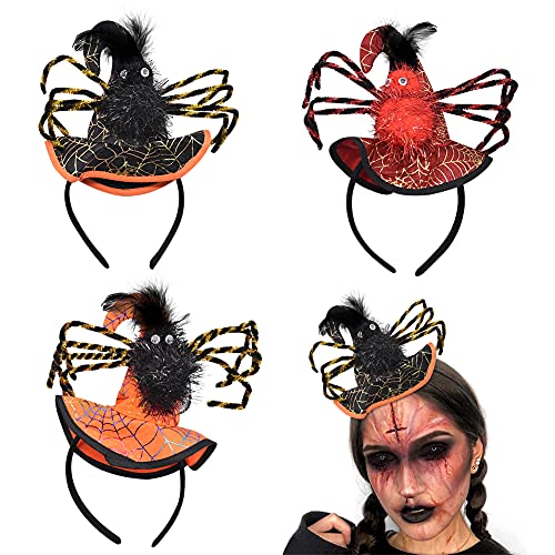 BESTZY Halloween Stirnband, 3 Stück Halloween Hexe Stirnband Spinnen Haarschmuck Stirnband Hexenhut Haarreif Hexenhut Stirnbänder Hexenhut Haarreif für Kostüm Halloween Party Dekoration von BESTZY