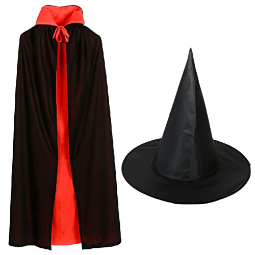 BESTZY Halloween Vampir Kostüm, Halloween Vampire Costume Set Wizard Cosplay Cape Prop for Adults Including Cape, Cap, Reversible Cloak Halloween Christmas Costumes, Magischer Zauberer-Kostüm von BESTZY