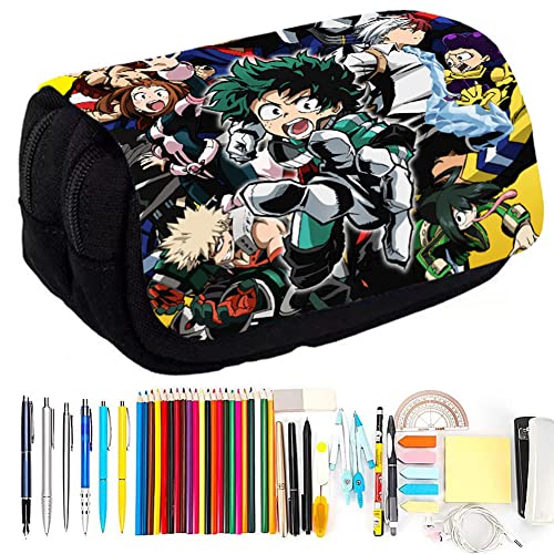 BESTZY My Hero Academia Federmäppchen, My Hero Academia Große Kapazität Mäppchen, Mäppchen Reißverschluss Tasche Federtasche Kinder Stiftetaschen Beutelhalter Federmäppchen für Kinder Schulbedarf von BESTZY