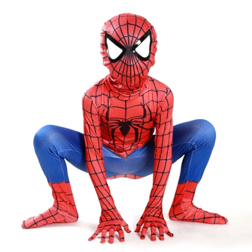 BESTZY Spider-Kinderkostüm, Kinderhelden-Verkleidung, klassisches Kinderkostüm, Halloween-Outfit, Overall, Bodysuit, Cosplay, L/130 von BESTZY