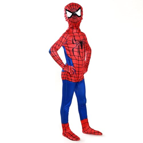 BESTZY Spider-Kinderkostüm, Kinderhelden-Verkleidung, klassisches Kinderkostüm, Halloween-Outfit, Overall, Bodysuit, Cosplay, M/120 von BESTZY