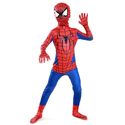 BESTZY Spinnenkostüm für Kinder, Helden-Kostüm, klassisches Kinderkostüm, Halloween-Outfit, Overall, Bodysuit, Cosplay, S/110 von BESTZY