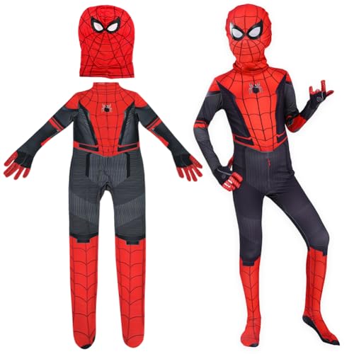 BESTZY Spinnenkostüm für Kinder, Spinnenkostüm, 3D-Heimkehr-Kostüm, Jumpsuit, Halloween-Outfit, Overall, Bodysuit, Cosplay, L/130 von BESTZY