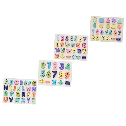 1 Satz 4St Puzzle Früh kindliche Bildung Spielzeug Puzzle-pädagogisches Spielzeug Zahlenspielzeug für Kinder rätselbuch Kinder kinderpuzzle Puzzle-Spielzeug Zahlenpuzzles hölzern BESTonZON von BESTonZON