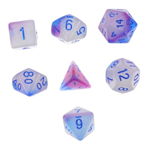 1 Satz 7 STK Leuchtende Würfel Würfeln trpg Spielwürfel Brettspiele Stütze interessanter Zahlenwürfel mehrseitige Würfel polyedrische Würfel Spiel Würfel Acryl BESTonZON von BESTonZON