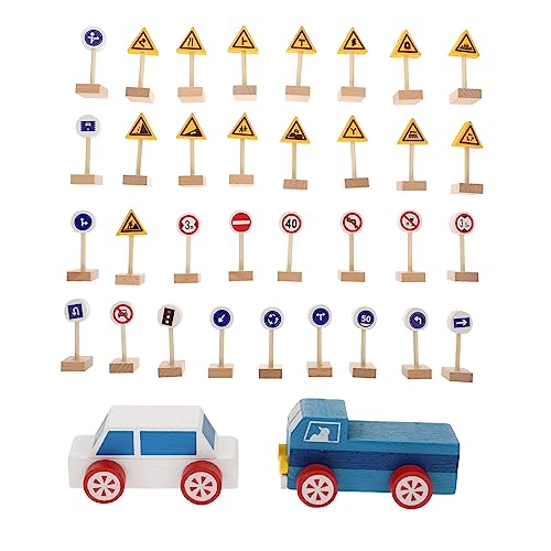 BESTonZON 1 Satz Verkehrszeichen Spielzeug Straße Verkehrszeichen Spielzeug Für Straßensperren Baumodell Spielzeug Sicherheits-straßenschilder Kleinkind-eisenbahnspielzeug Holz von BESTonZON