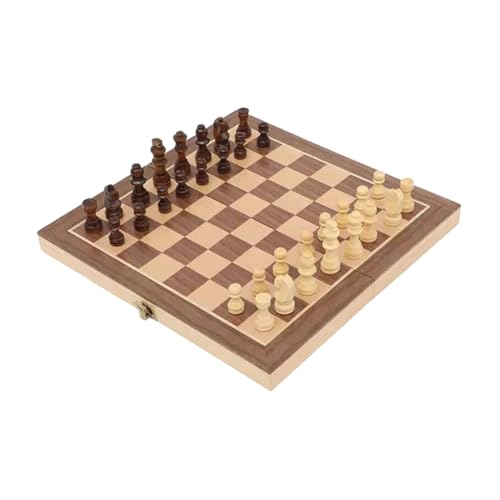 2 Sätze DREI in einem Schach tragbares zusammenklappbares Schachbrett Turnier Schachbrett Kinder Schachbrett Holzschachbrett Backgammon-Schachbrett multifunktionale Dame hölzern BESTonZON von BESTonZON