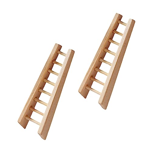 2st Mini-treppe Decke Leiter Konstruktion Papphaus Puppenhausboden Miniaturen Trittleiter Zubehör Kleines Puppenhaus Wohnkultur Möbeltreppenmodell Figur Mini- Geländer Holz BESTonZON von BESTonZON