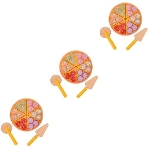 3st Pizzaspielzeug Spielzeugnahrung Spielküchenzubehör Gefälschte Pizza Spielzeug Zum Schneiden Von Lebensmitteln Pizza Spielen Pizza-spielset Für Kinder Pizza-Spielzeug Hölzern BESTonZON von BESTonZON