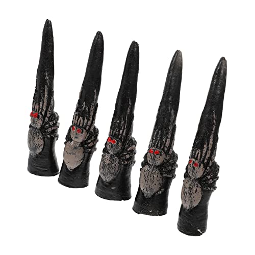 5st Falscher Nagelsatz Halloween-fingernägel Vampirfinger Halloween-hexenfinger Hexen Cosplay Fingerspitzen Halloween-fingerspitzen Falsche Hexenfinger Skelettfinger Plastik BESTonZON von BESTonZON