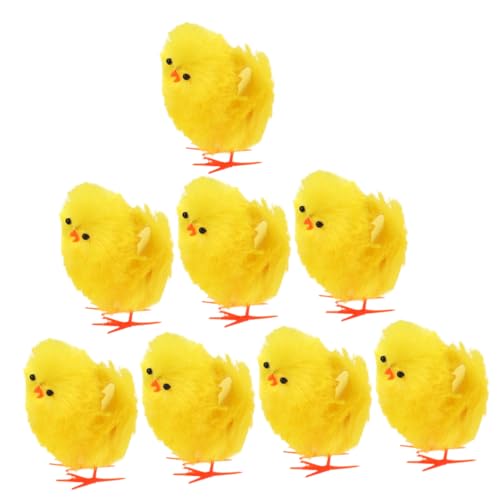 BESTonZON Osterdekorationsset 10 cm Hohe Plüsch-Mini-küken 8-TLG. Mini-Huhn-Spielzeug für Baby-ostergeschenke von BESTonZON