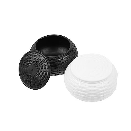 BESTonZON 1 Paar Schachkasten Boxen Mit Deckel Gehen Sie Zum Schachspielkorb Go-Boxen Kreisförmige Schachgläser Chinesisches Schachspiel Schach Mini Schach Weiß Plastik von BESTonZON